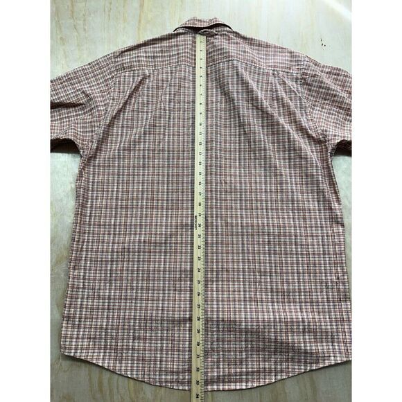ExOfficio Mens Short Sleeve Button Down Shirt Orange Plaid Size Large - Picture 5 of 6